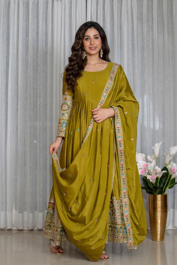 Tulip Designer Cinon Silk Anarkali Suit Set