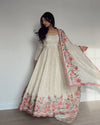Aarushi's Vichitra Silk White Embroidered Suit Set