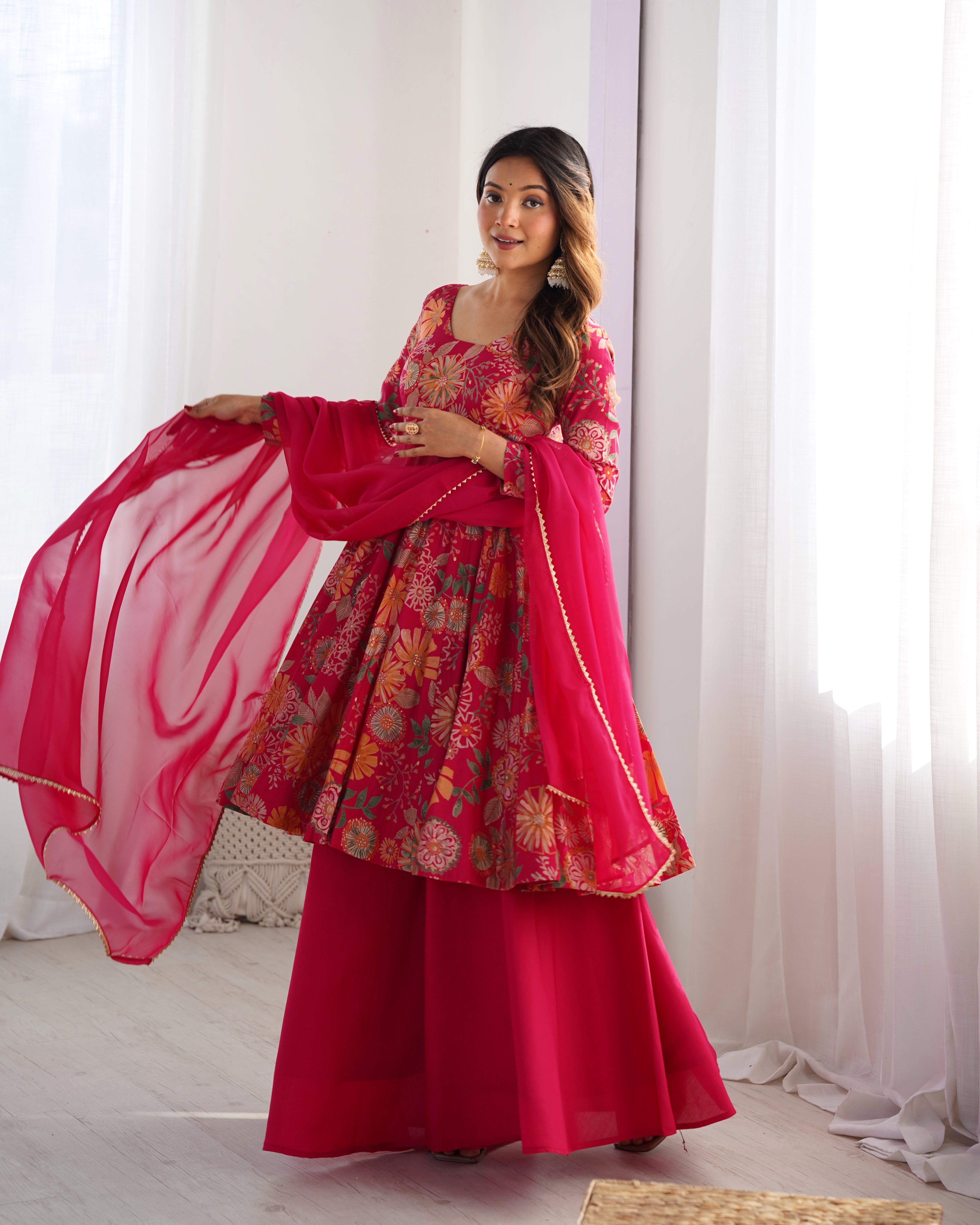 Nilam Rani Pink Kediya Style Designer Plazzo Pair