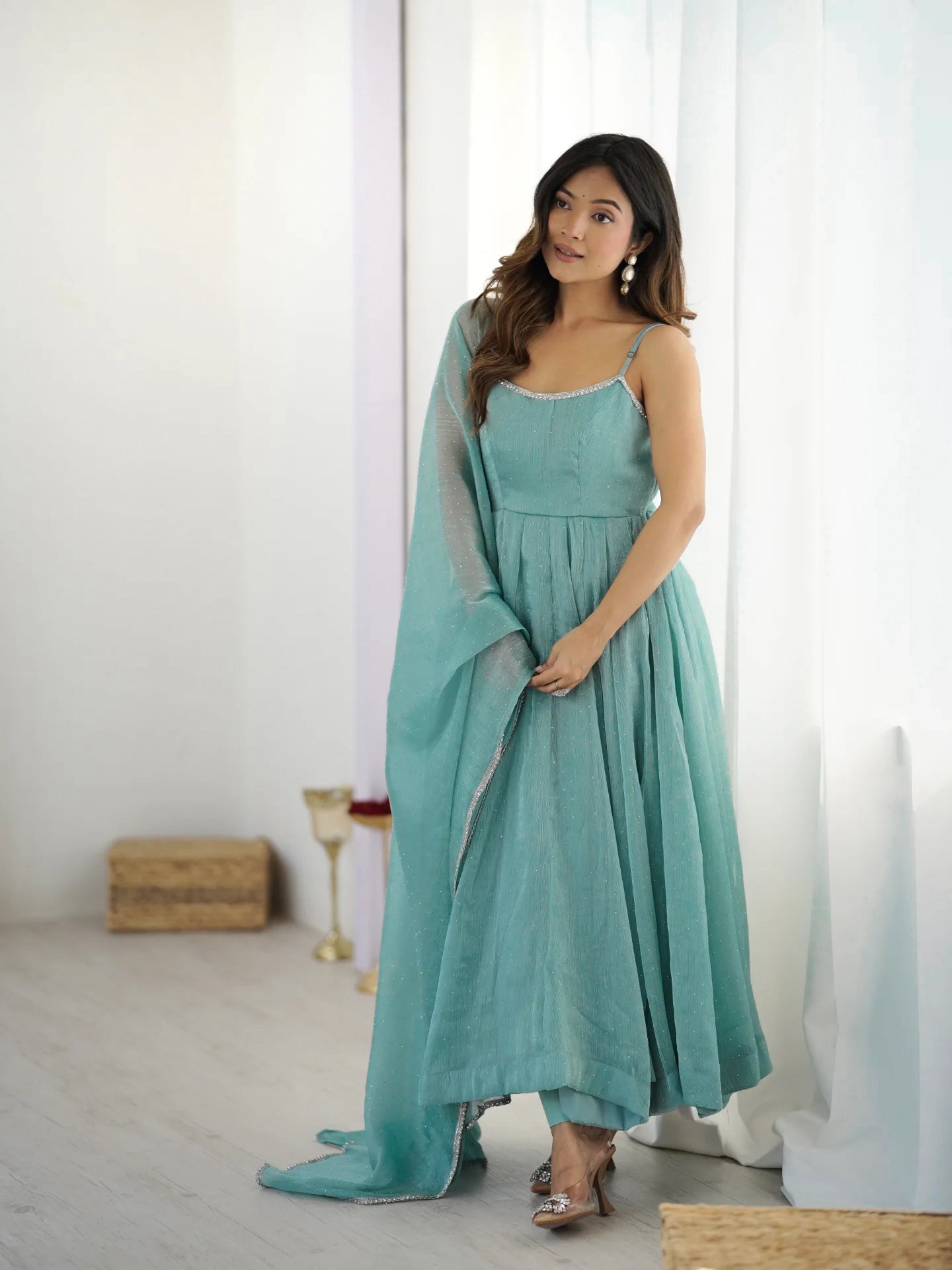 Neelam Pure Crunchy Silk Anarkali Gown