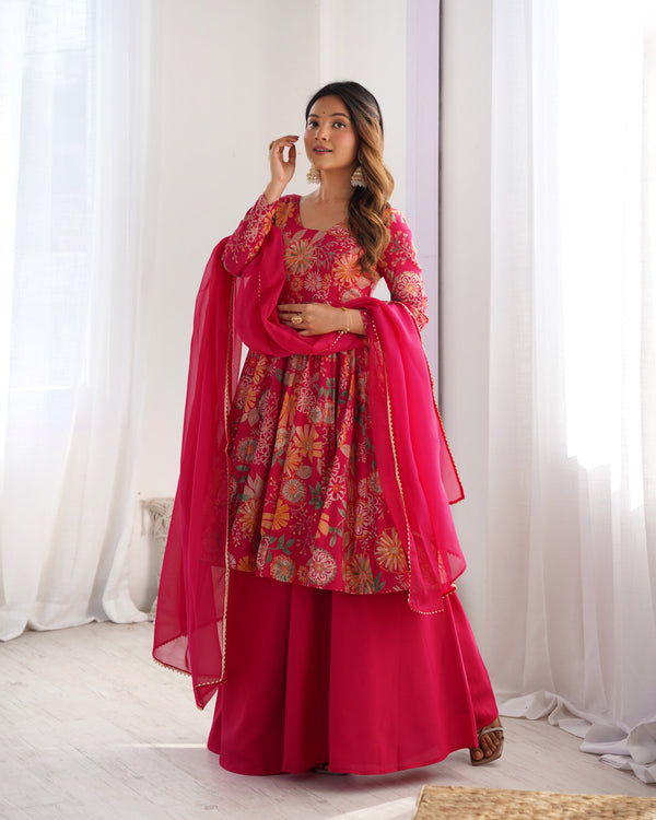 Nilam Rani Pink Kediya Style Designer Plazzo Pair