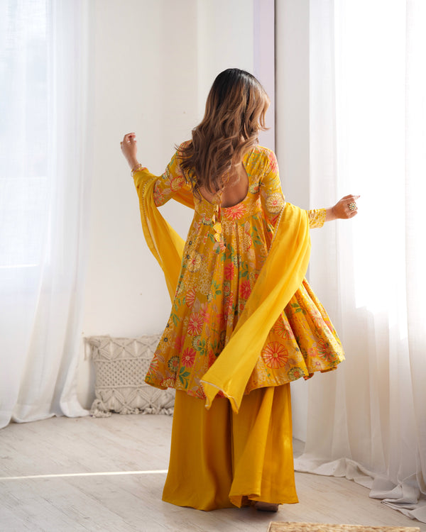 Nilam Yellow Kediya Style Designer Plazzo Pair