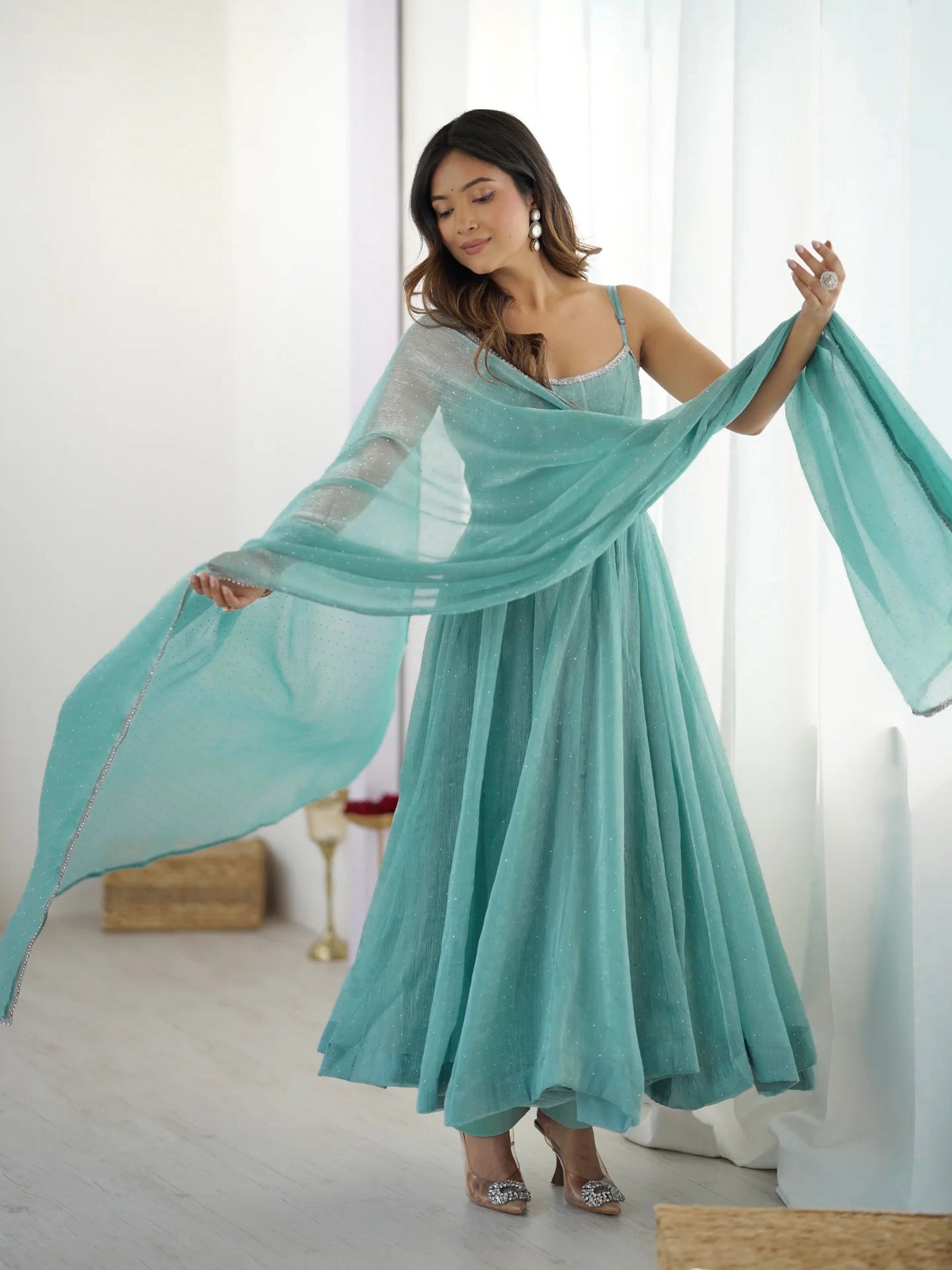 Neelam Pure Crunchy Silk Anarkali Gown
