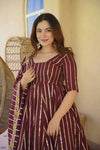 Diya Wine Floral Embroidered Anarkali Suit Set with Dupatta