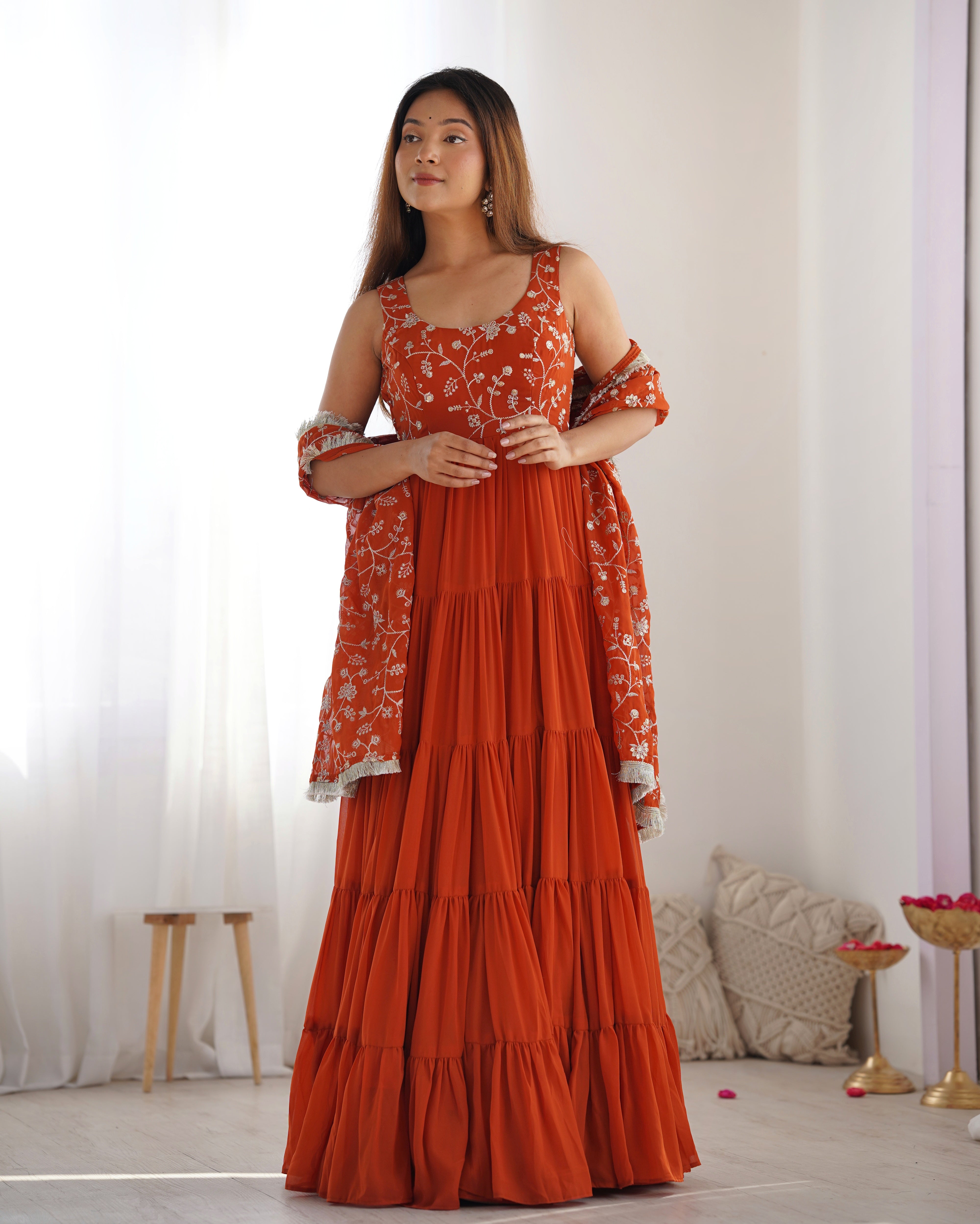 Saloni Mustured Georgette Designer Anarkali Gown