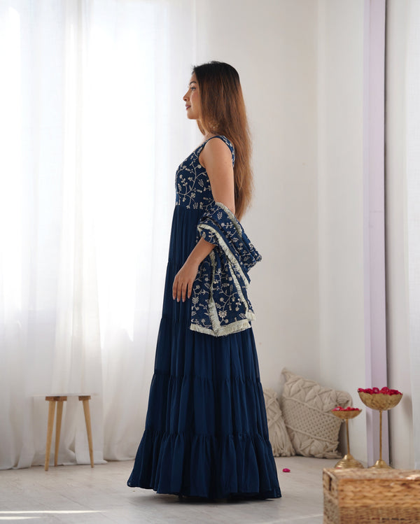 Saloni Blue Georgette Designer Anarkali Gown