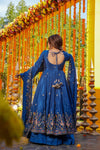 Zivara Blue Wedding Wear Embroidered Anarkali Suit Set