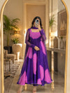 Graceful Purple And Orange Flared Ethnic Suit Set