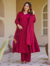 Meher Red And Pink Designer Anarkali Kurta Palazzo Suit Set