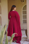 Meher Red And Pink Designer Anarkali Kurta Palazzo Suit Set