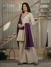Aarini Embroidered Kurta Palazzo Suit Set with Purple Dupatta