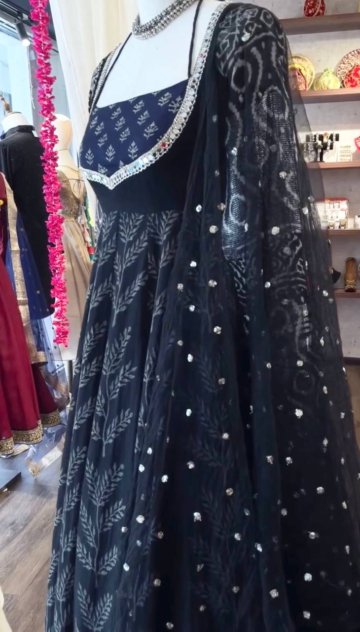 Nevy Blue Designer Fancy Anarkali Premium Suit Set
