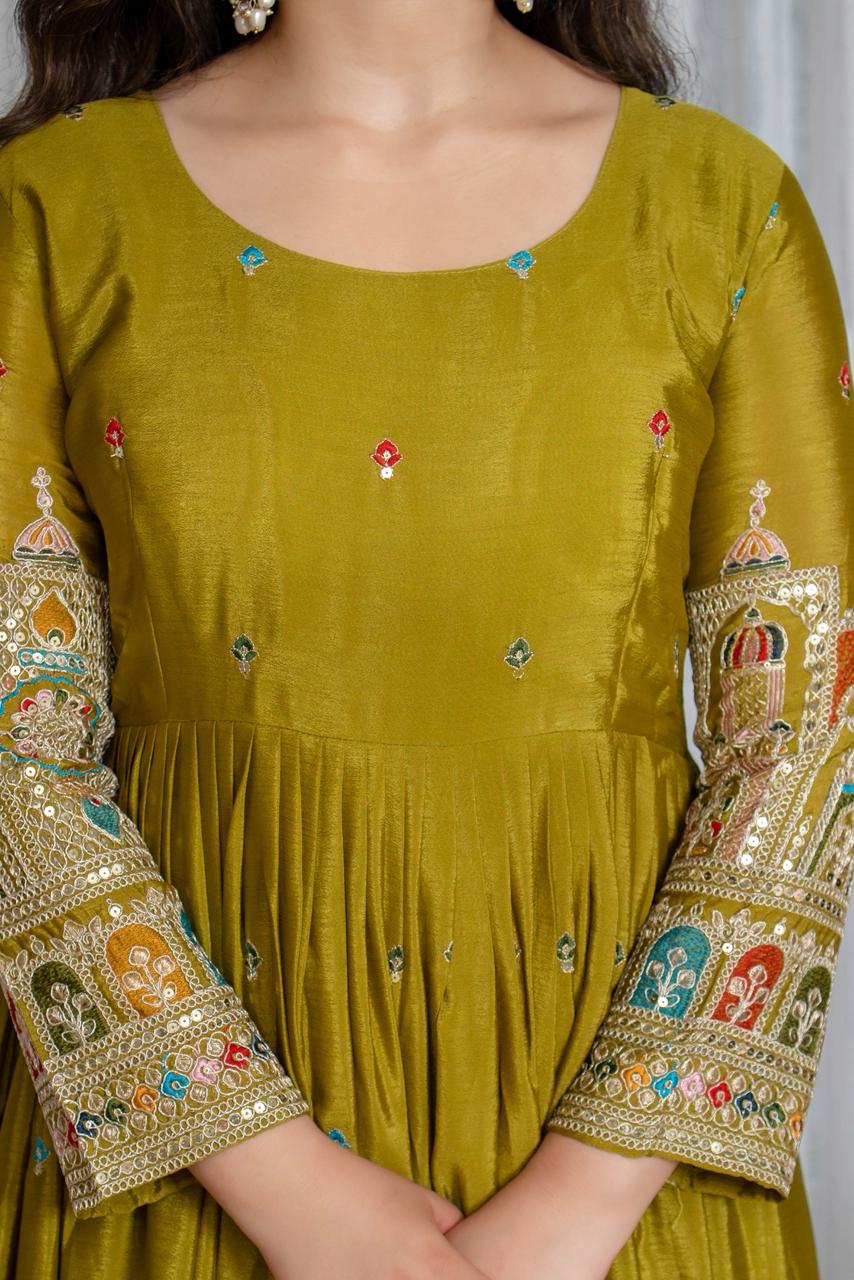 Tulip Designer Cinon Silk Anarkali Suit Set