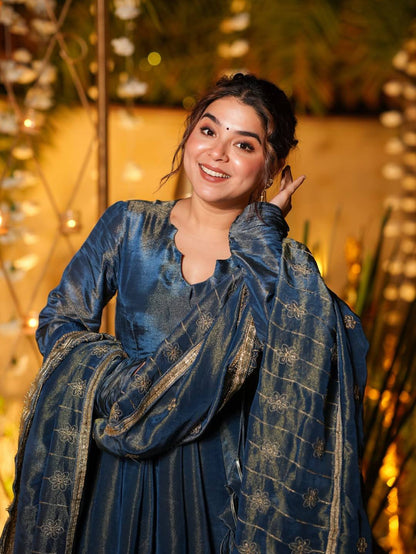 Starfall Blue Wedding Wear Anarkali Suit Set