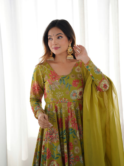 Nilam Mahendi Kediya Style Designer Plazzo Pair