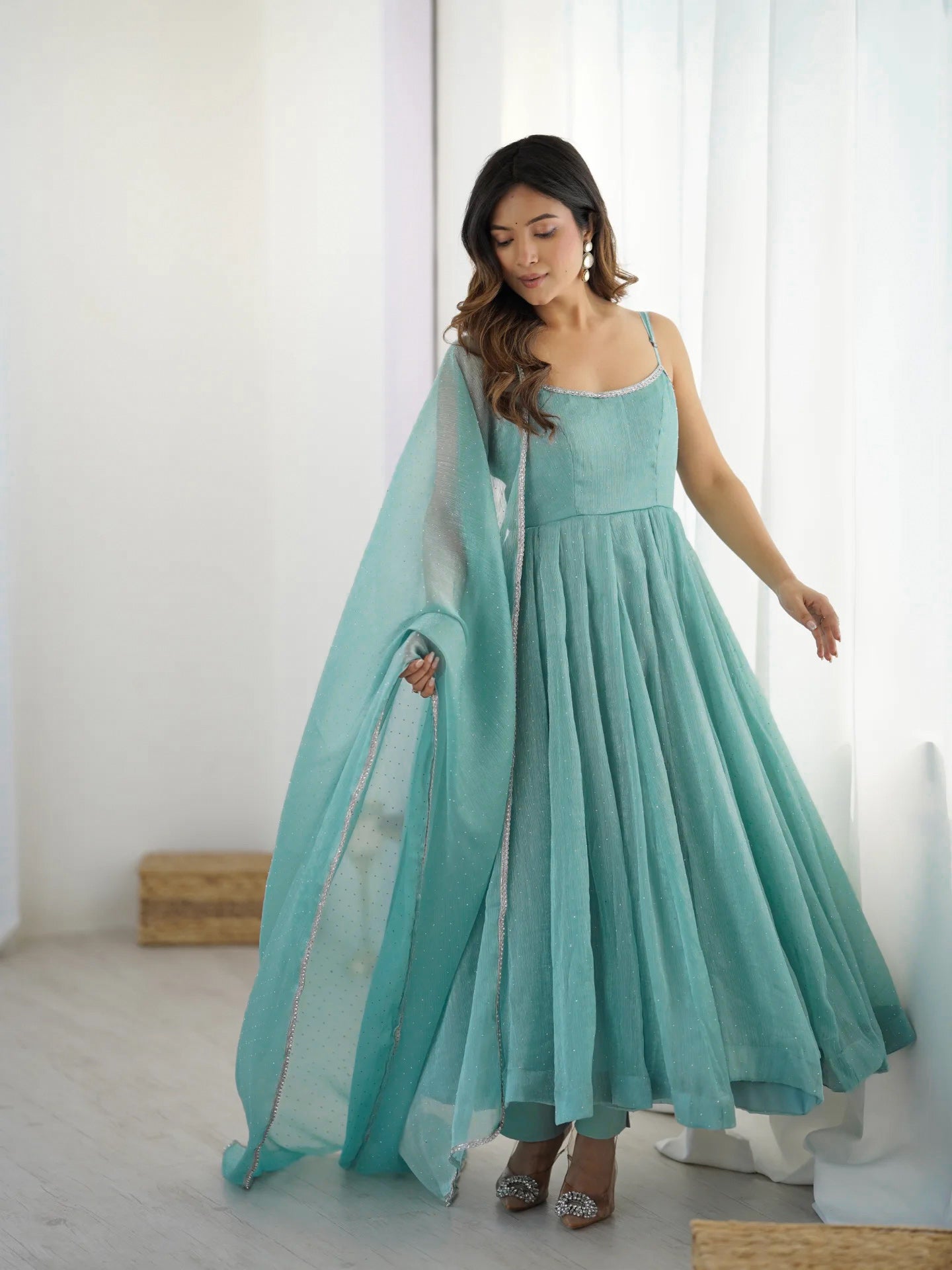 Neelam Pure Crunchy Silk Anarkali Gown