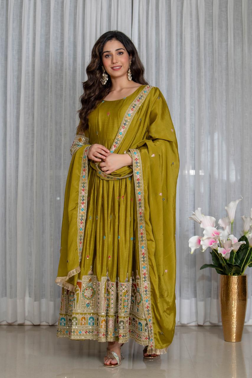 Tulip Designer Cinon Silk Anarkali Suit Set