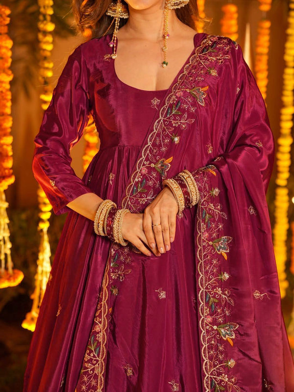 Pink Starfall Wedding Wear Stylish Anarkali Suit Set