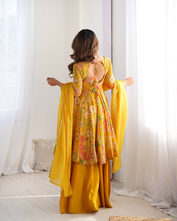 Nilam Yellow Kediya Style Designer Plazzo Pair