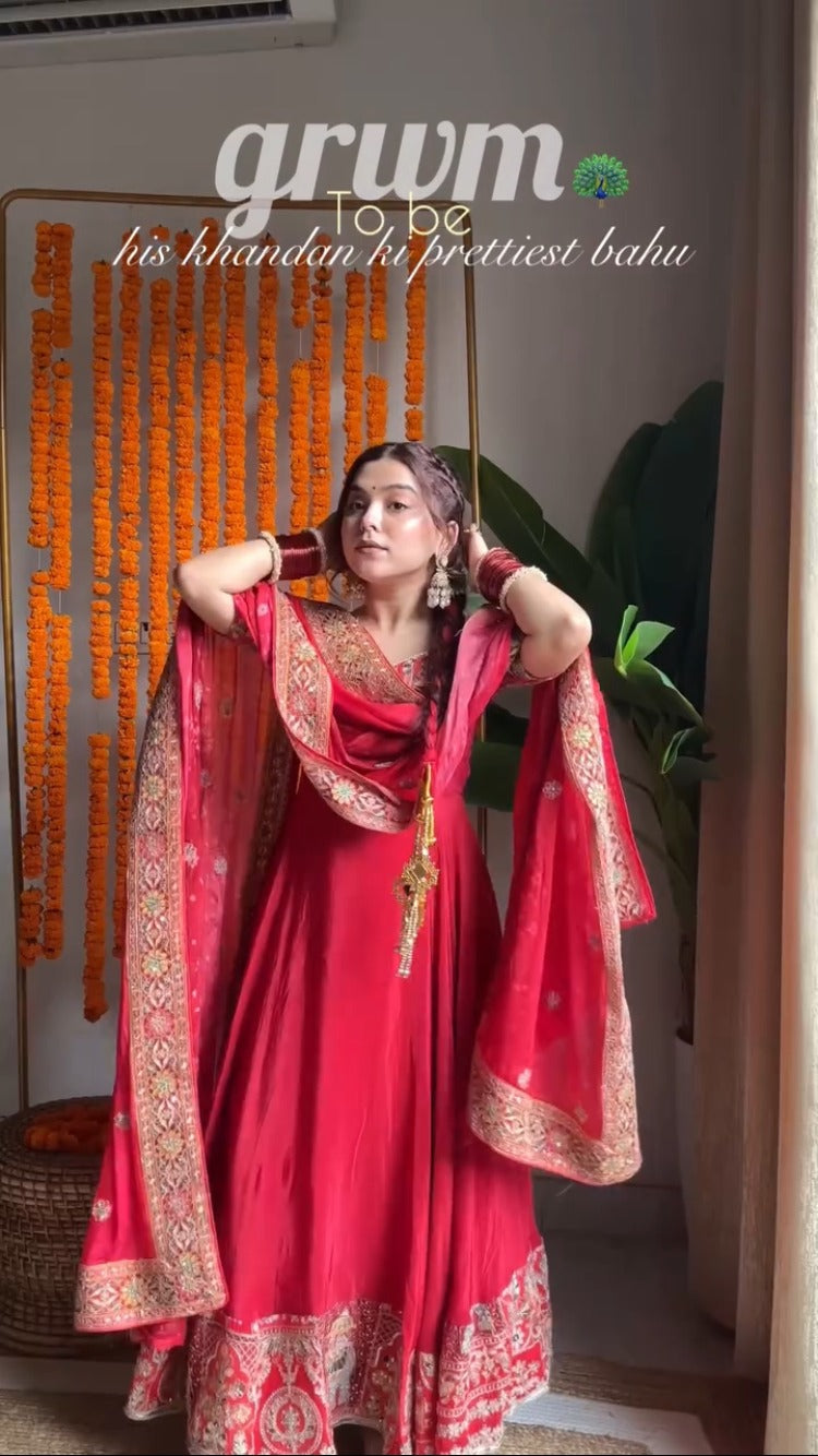 Gopi Pink Stylish Anarkali Suit Set
