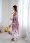 Goldy Flowers Onion Pink Organza Silk Anarkali Gown