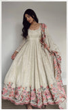 Aarushi's Vichitra Silk White Embroidered Suit Set