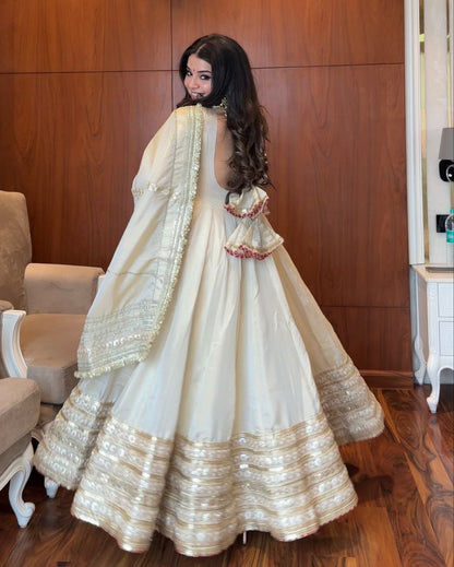 Neha White Premium Anarkali Suit Set