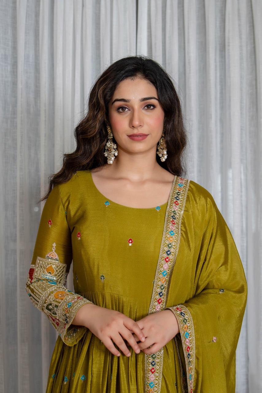Tulip Designer Cinon Silk Anarkali Suit Set