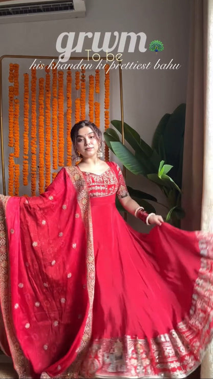 Gopi Pink Stylish Anarkali Suit Set