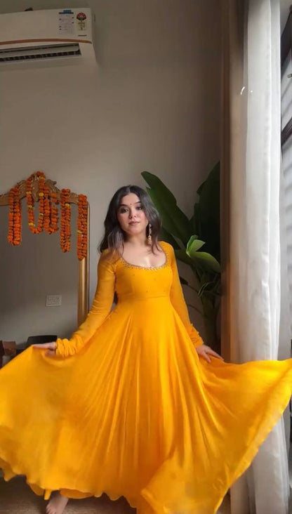 Yellow Elegance Designer Anarkali Suit Set
