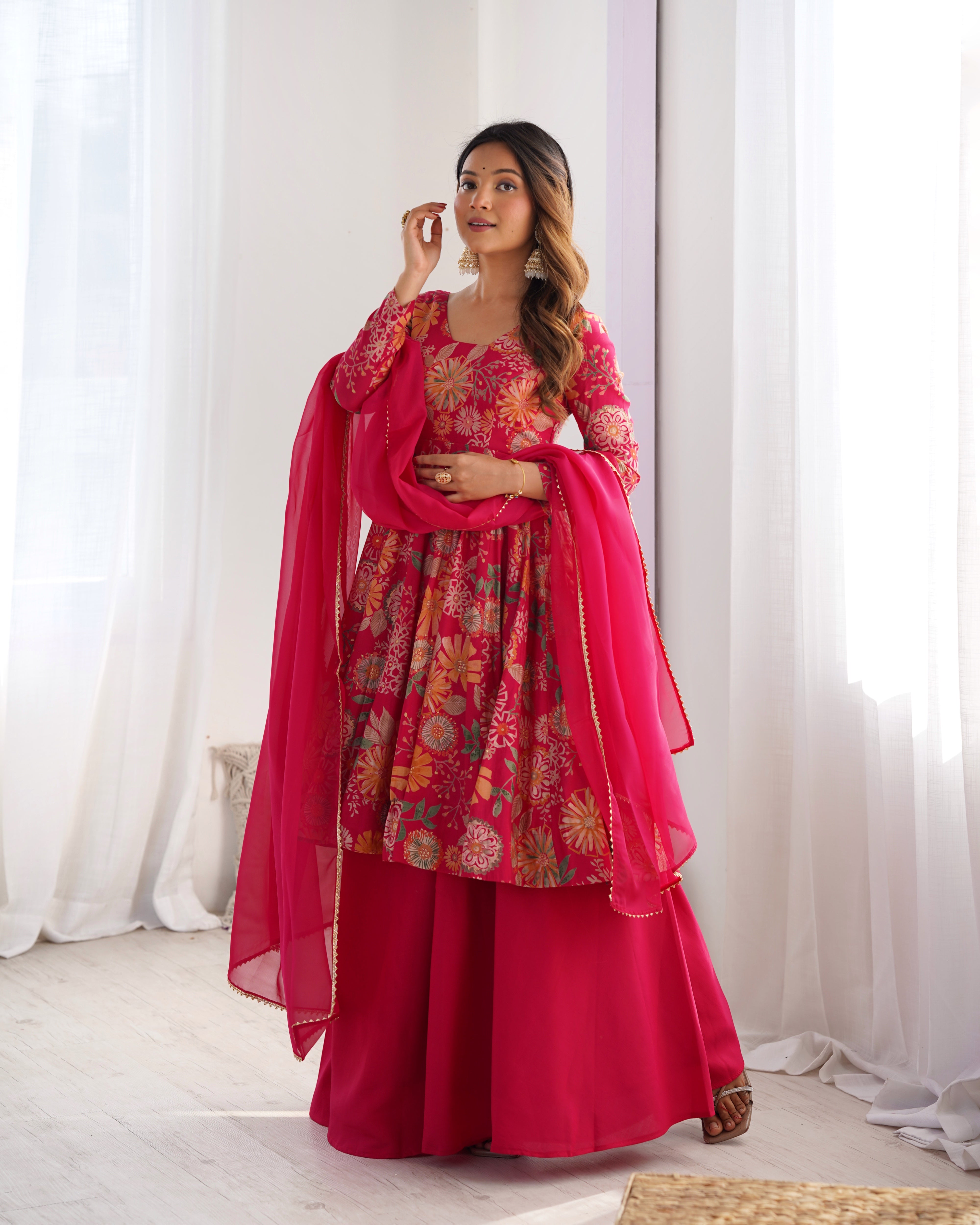 Nilam Rani Pink Kediya Style Designer Plazzo Pair