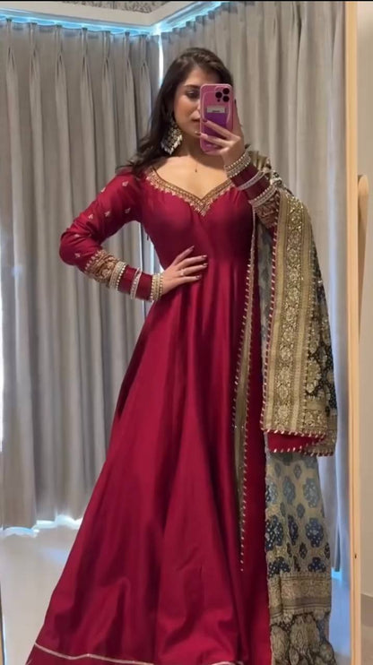 Dhruvi Pink Anarkali Premium Suit Set