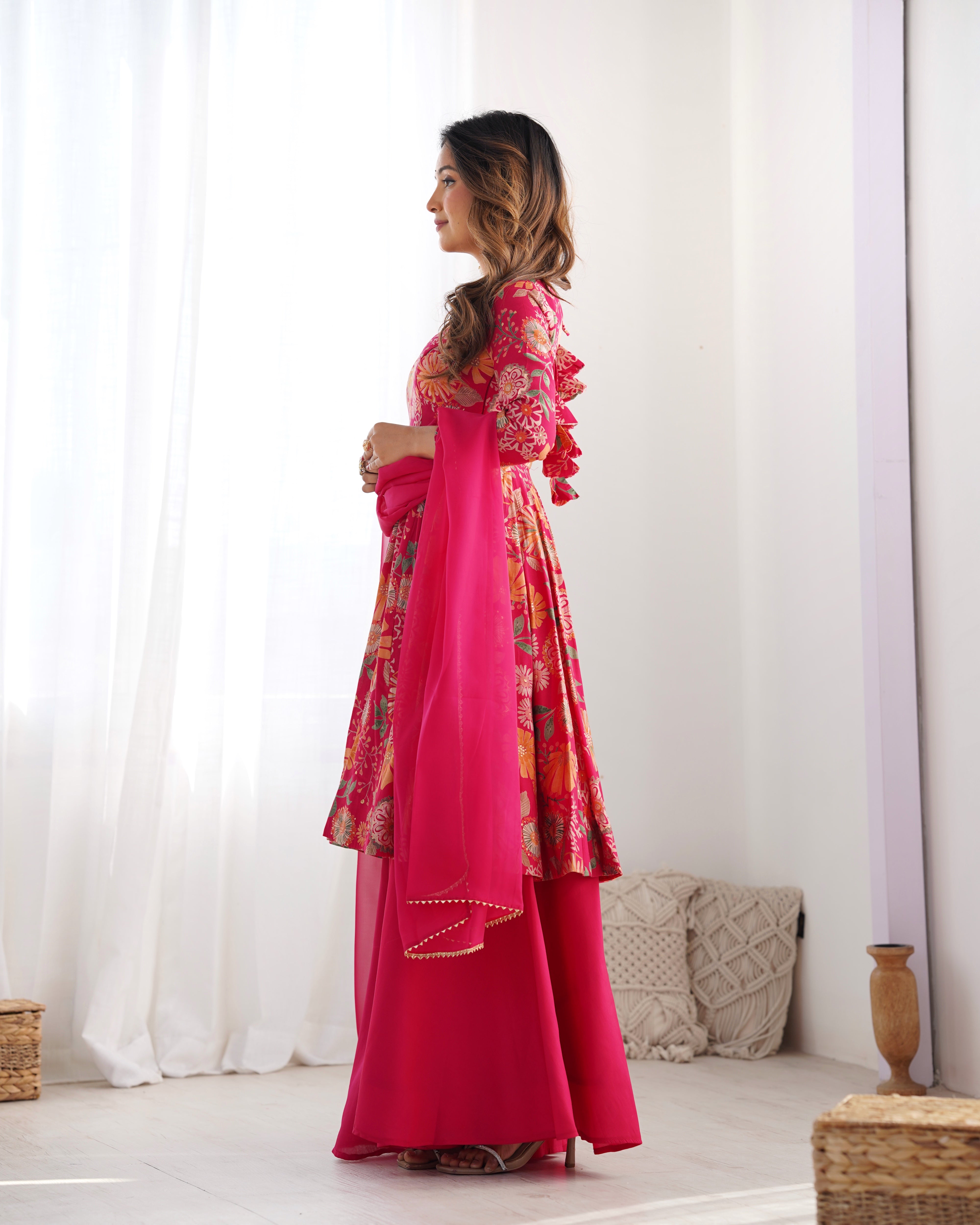 Nilam Rani Pink Kediya Style Designer Plazzo Pair