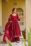 Elegant Flared Anarkali Suit with Embroidered Dupatta