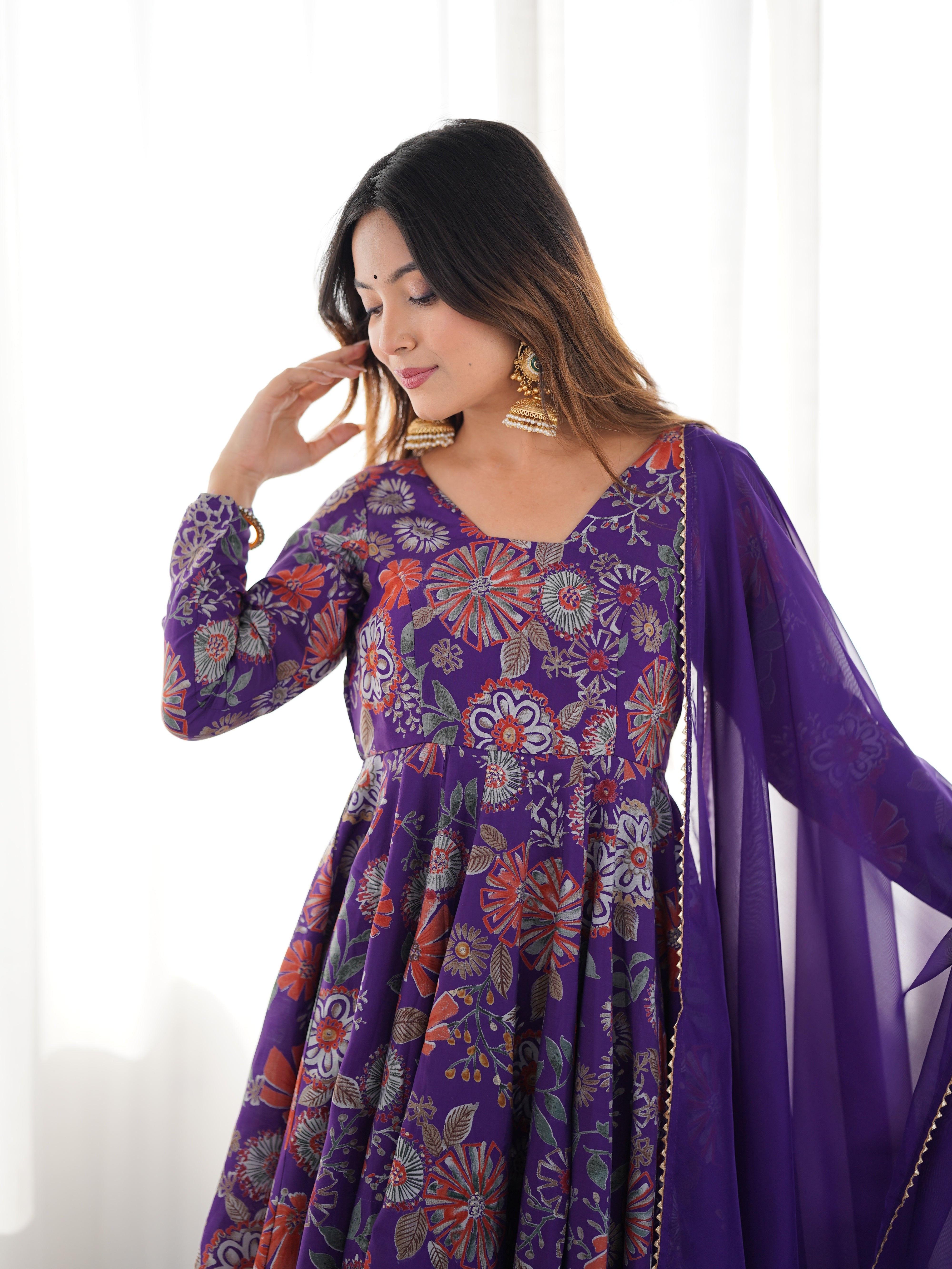 Nilam Purple Kediya Style Designer Plazzo Pair