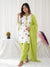 Kiara White & Lime Green Embroidered Kurta Pant Set with Dupatta
