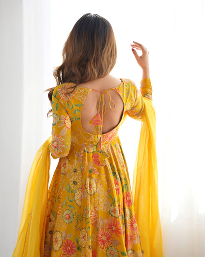 Nilam Yellow Kediya Style Designer Plazzo Pair