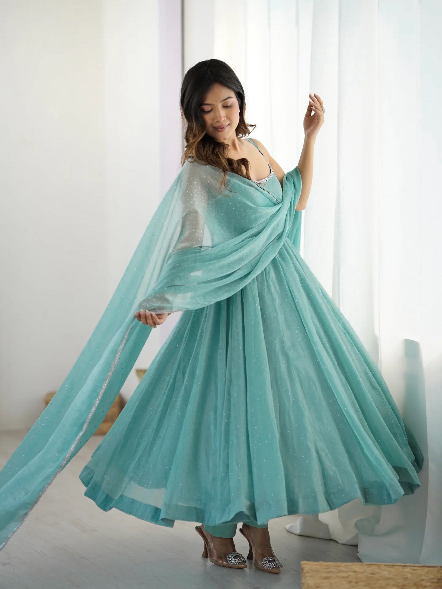 Neelam Pure Crunchy Silk Anarkali Gown
