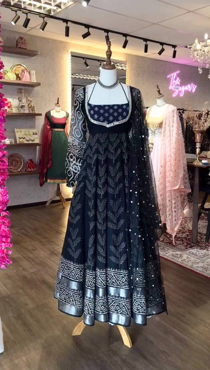 Nevy Blue Designer Fancy Anarkali Premium Suit Set