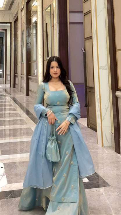Jiya Sky Designer Anarkali Suit Set
