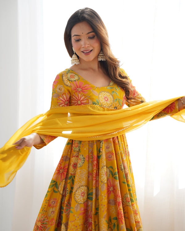 Nilam Yellow Kediya Style Designer Plazzo Pair
