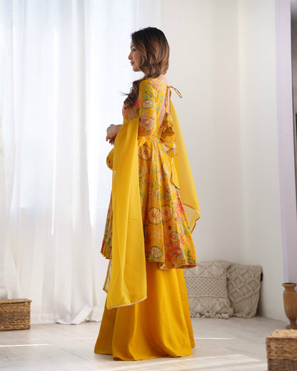 Nilam Yellow Kediya Style Designer Plazzo Pair