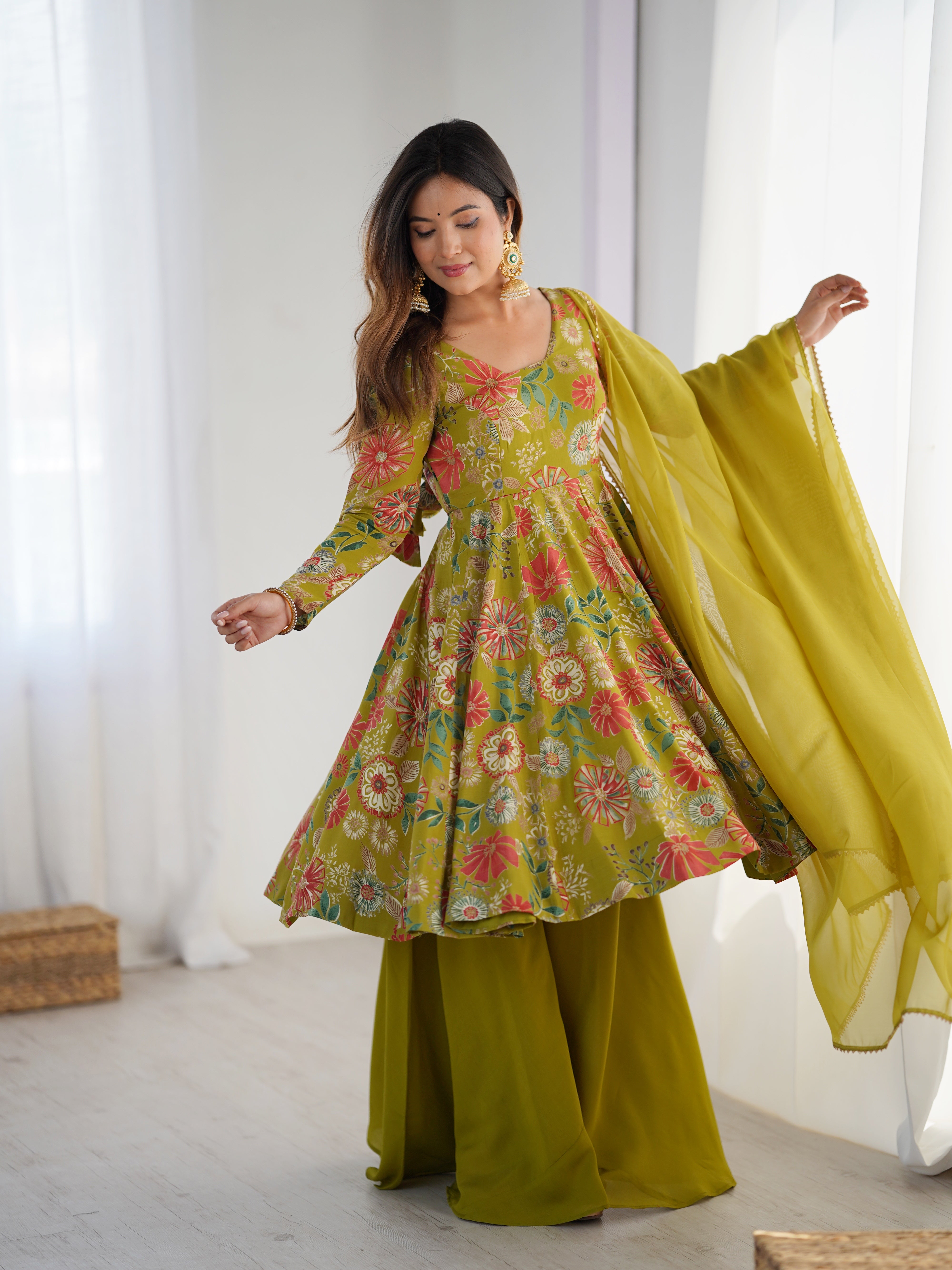 Nilam Mahendi Kediya Style Designer Plazzo Pair