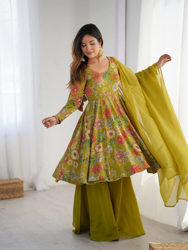 Nilam Mahendi Kediya Style Designer Plazzo Pair