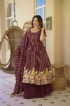 Diya Wine Floral Embroidered Anarkali Suit Set with Dupatta