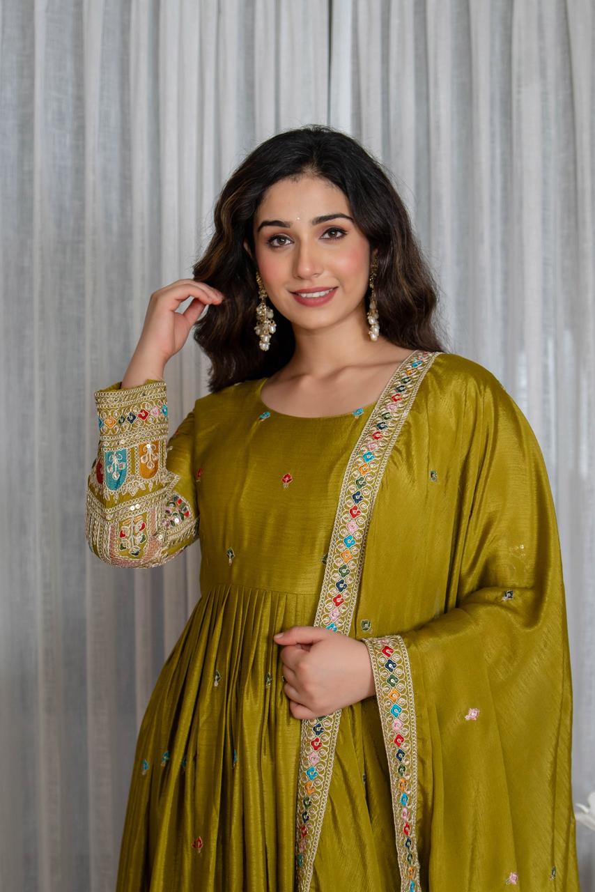 Tulip Designer Cinon Silk Anarkali Suit Set