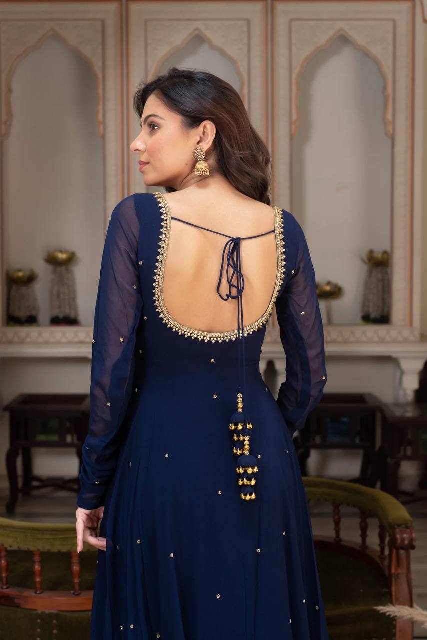 Priti Blue Premium Anarkali Suit Set