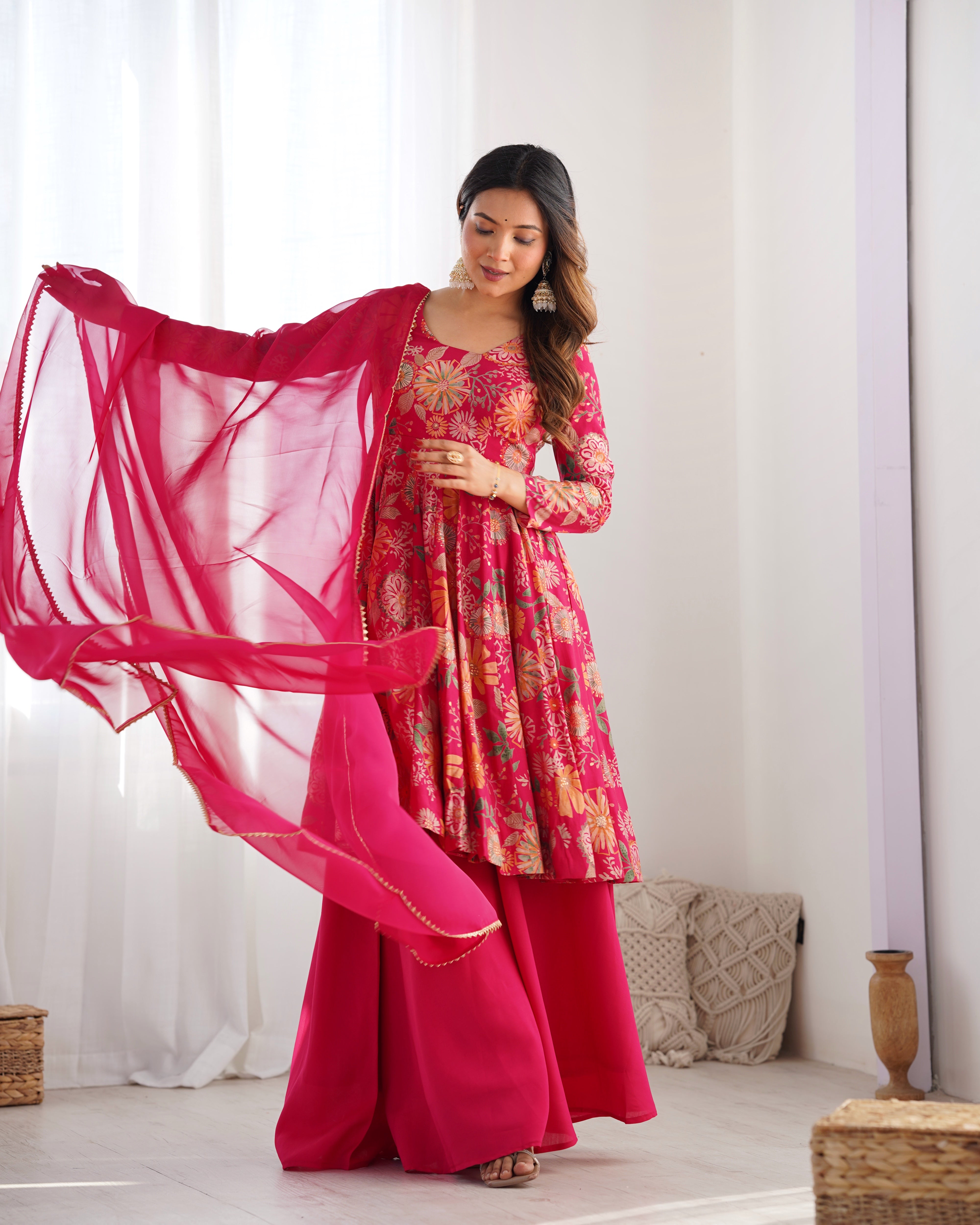 Nilam Rani Pink Kediya Style Designer Plazzo Pair