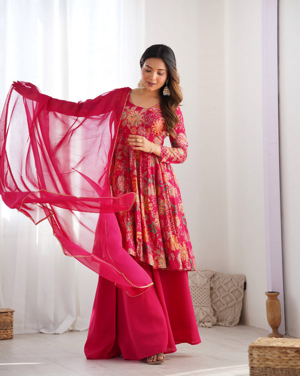 Nilam Rani Pink Kediya Style Designer Plazzo Pair