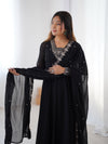 Suri Black Embroidery Pure Georgette Anarkali Gown
